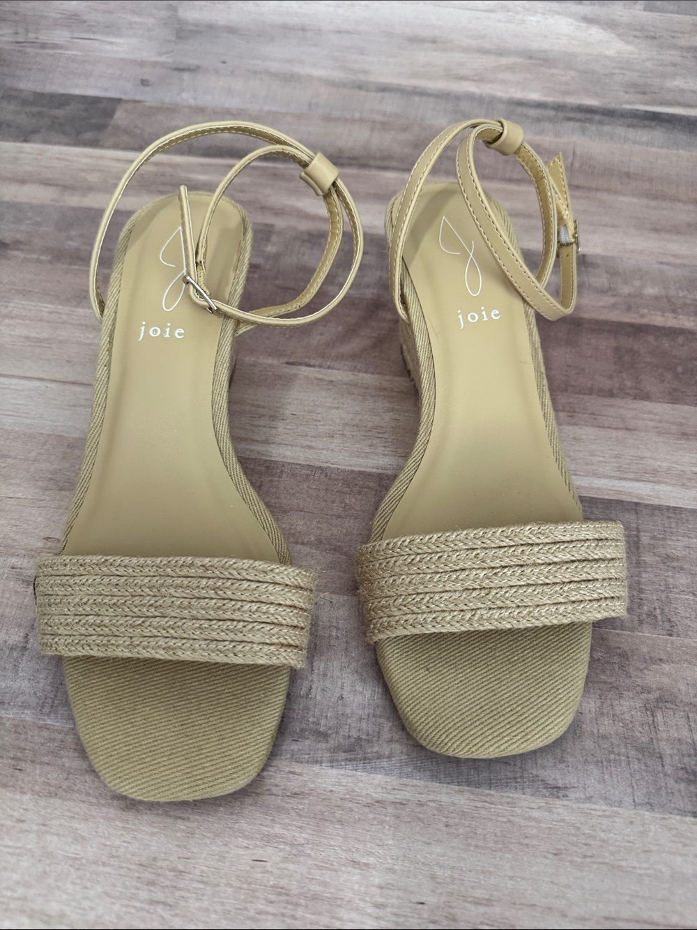 Joie Neutral Braided Espadrille Wedge Sandals